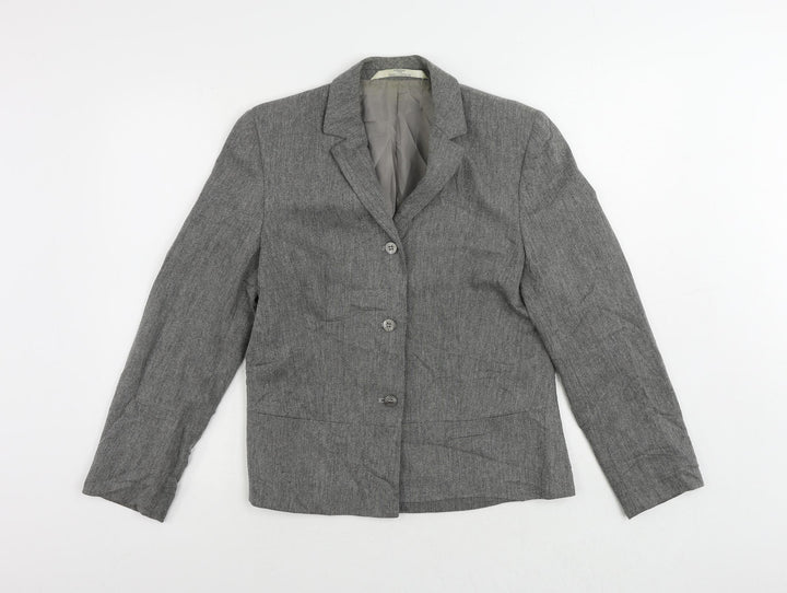 St Michael Womens Grey Jacket Blazer Size 12 Button - Vintage