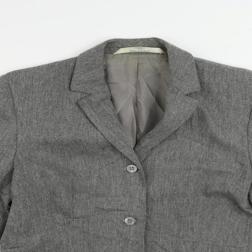 St Michael Womens Grey Jacket Blazer Size 12 Button - Vintage