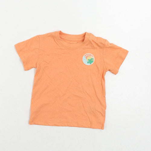 Marks and Spencer Baby Orange Cotton Pullover T-Shirt Size 9-12 Months Crew Neck Snap
