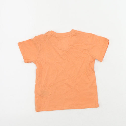 Marks and Spencer Baby Orange Cotton Pullover T-Shirt Size 9-12 Months Crew Neck Snap