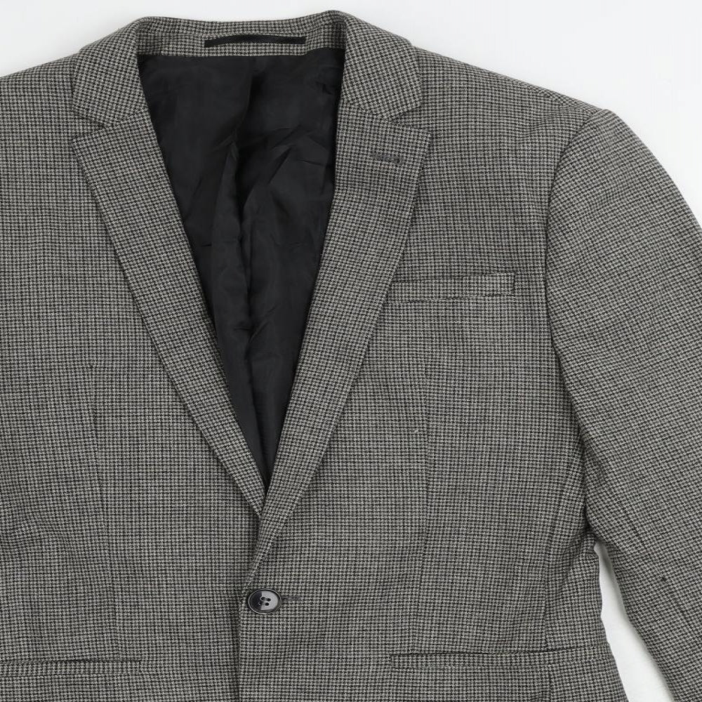 ASOS Mens Grey Geometric Polyester Jacket Suit Jacket Size 36 Regular