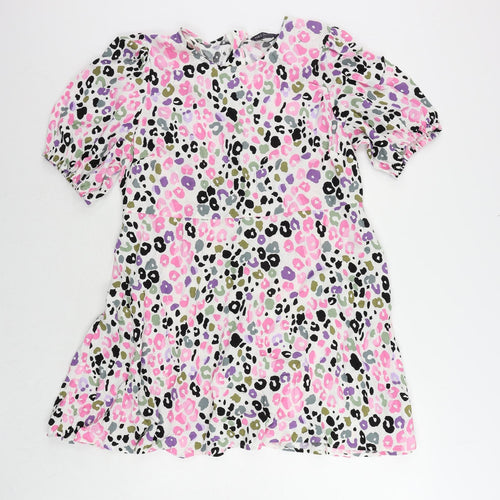 Marks and Spencer Womens Multicoloured Animal Print Viscose A-Line Size 18 Round Neck Zip