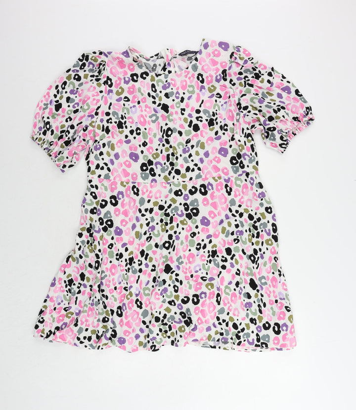 Marks and Spencer Womens Multicoloured Animal Print Viscose A-Line Size 18 Round Neck Zip