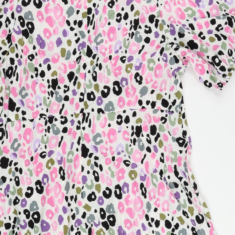Marks and Spencer Womens Multicoloured Animal Print Viscose A-Line Size 18 Round Neck Zip