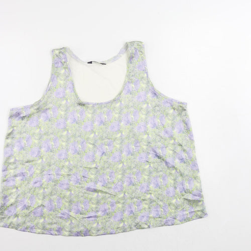 Marks and Spencer Womens Purple Geometric Polyester Basic Tank Size 20 Scoop Neck