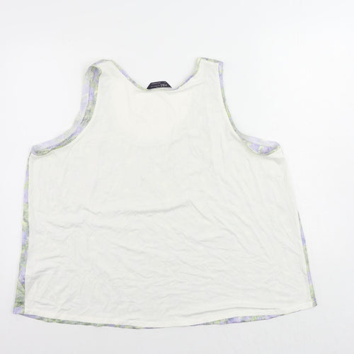 Marks and Spencer Womens Purple Geometric Polyester Basic Tank Size 20 Scoop Neck