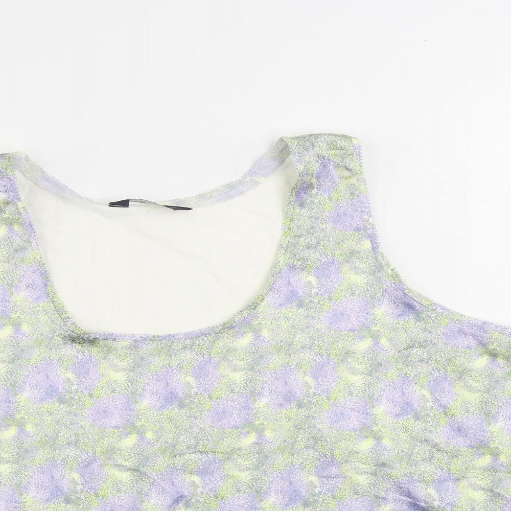 Marks and Spencer Womens Purple Geometric Polyester Basic Tank Size 20 Scoop Neck