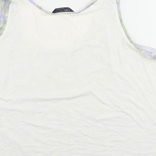 Marks and Spencer Womens Purple Geometric Polyester Basic Tank Size 20 Scoop Neck