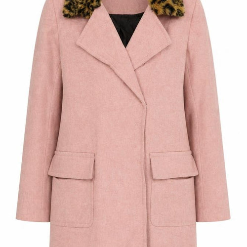 ASOS Womens Pink Pea Coat Coat Size 10 Button - Faux Fur Collar