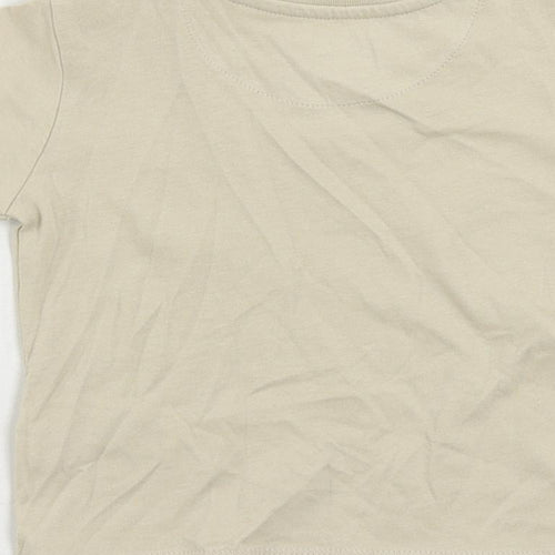 Marks and Spencer Baby Beige Cotton Basic T-Shirt Size 6-9 Months Crew Neck Snap