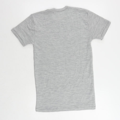 Marks and Spencer Mens Grey Wool T-Shirt Size S Crew Neck - Thermal