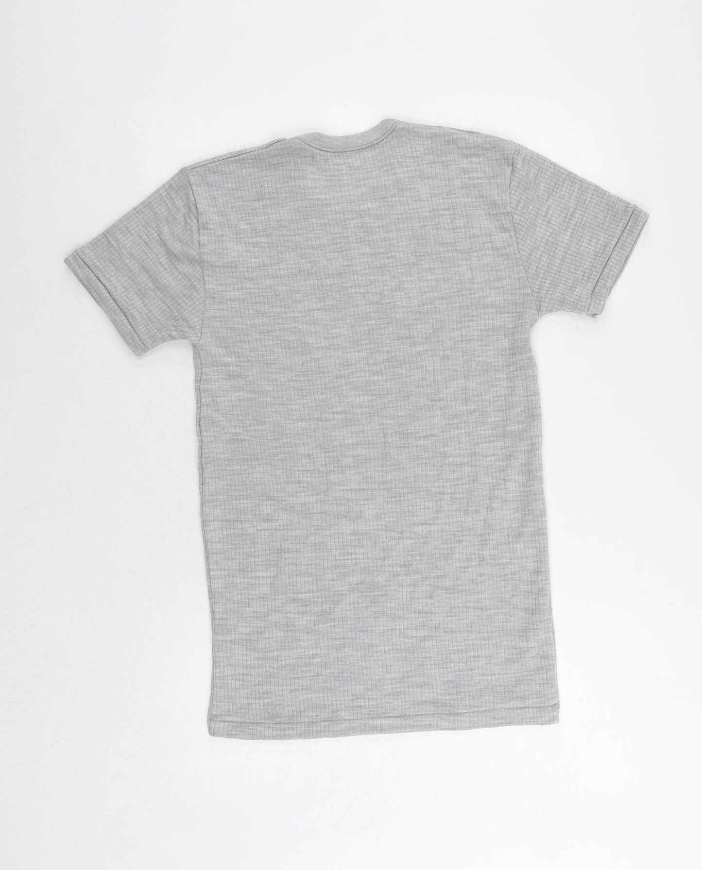 Marks and Spencer Mens Grey Wool T-Shirt Size S Crew Neck - Thermal