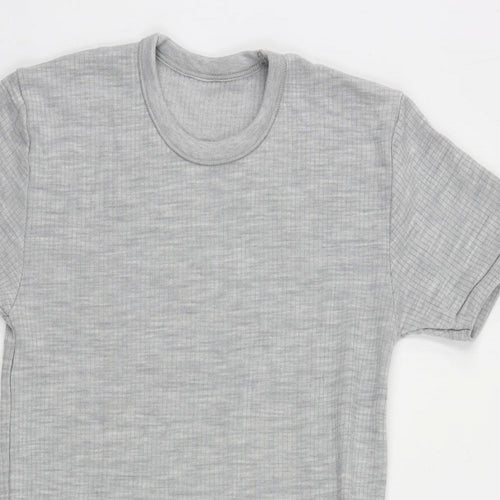 Marks and Spencer Mens Grey Wool T-Shirt Size S Crew Neck - Thermal