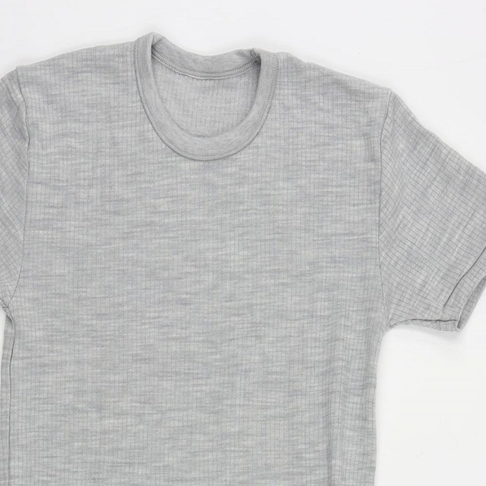 Marks and Spencer Mens Grey Wool T-Shirt Size S Crew Neck - Thermal