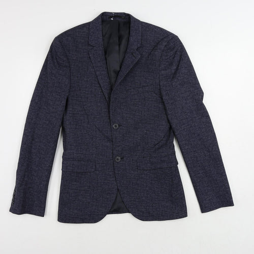 Topman Mens Blue Polyester Jacket Suit Jacket Size 36 Regular