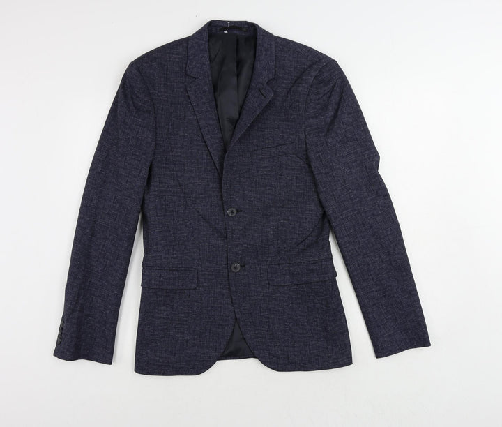 Topman Mens Blue Polyester Jacket Suit Jacket Size 36 Regular
