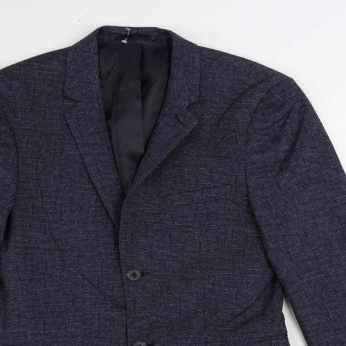 Topman Mens Blue Polyester Jacket Suit Jacket Size 36 Regular