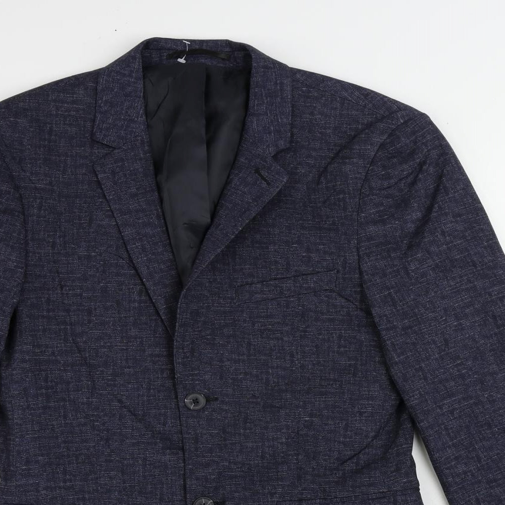 Topman Mens Blue Polyester Jacket Suit Jacket Size 36 Regular