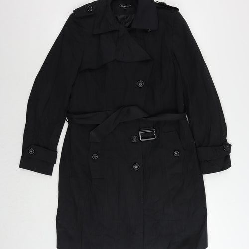Debenhams Womens Blue Trench Coat Coat Size 12 Button - Belted