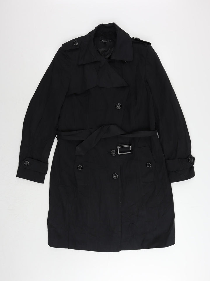 Debenhams Womens Blue Trench Coat Coat Size 12 Button - Belted