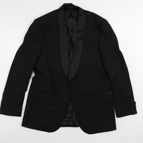 Marks and Spencer Mens Black Wool Tuxedo Suit Jacket Size 42 Regular