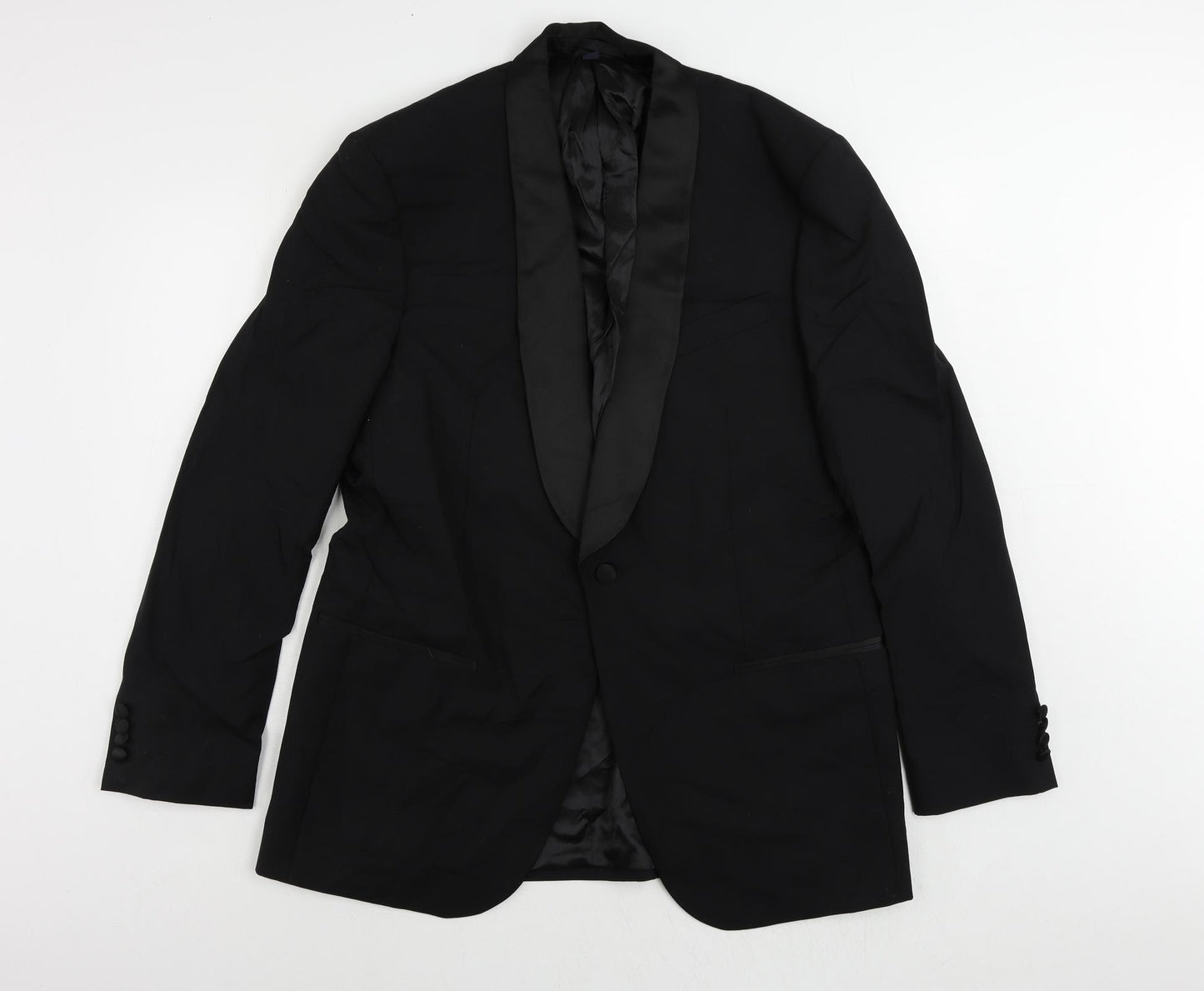 Marks and Spencer Mens Black Wool Tuxedo Suit Jacket Size 42 Regular