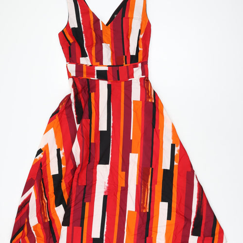 Principles Womens Multicoloured Geometric Polyester A-Line Size 8 V-Neck Zip
