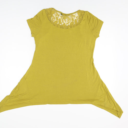 BM Womens Yellow Polyester Basic T-Shirt Size 14 Round Neck