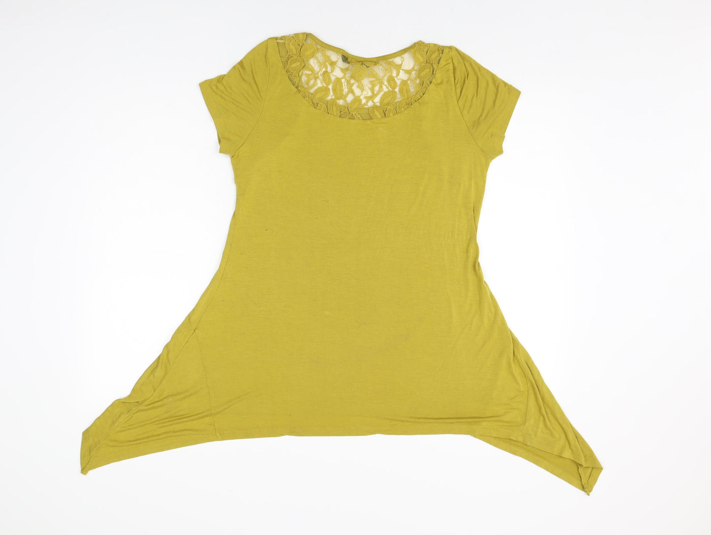 BM Womens Yellow Polyester Basic T-Shirt Size 14 Round Neck