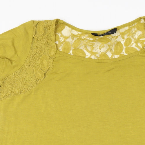 BM Womens Yellow Polyester Basic T-Shirt Size 14 Round Neck