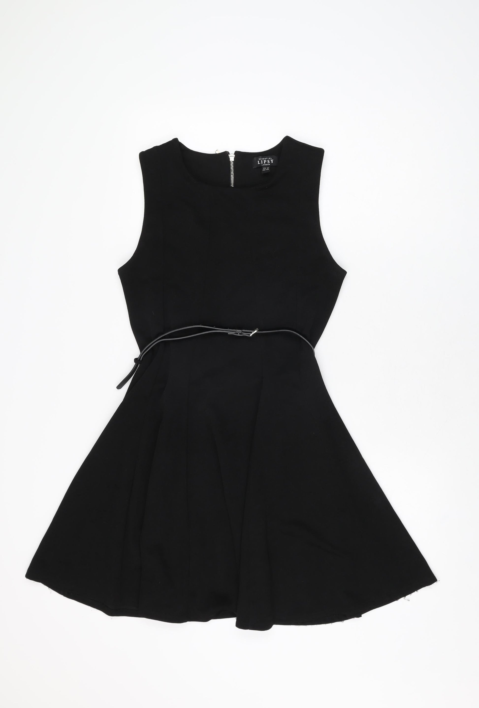 Lipsy London Womens Black Polyester Skater Dress Size 12 Round Neck Zi –  Preworn