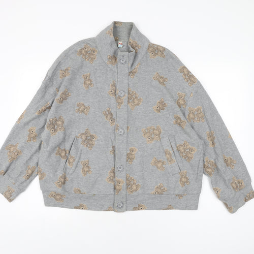 Jesus Candy Womens Grey Geometric Jacket Size S Button