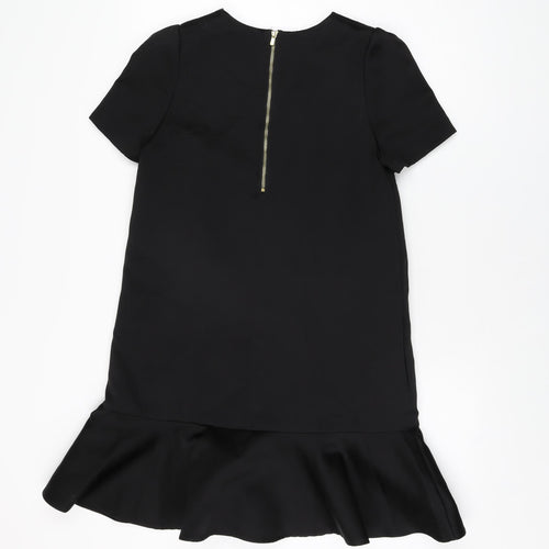 H&M Womens Black Polyester Shift Size 8 Round Neck Zip