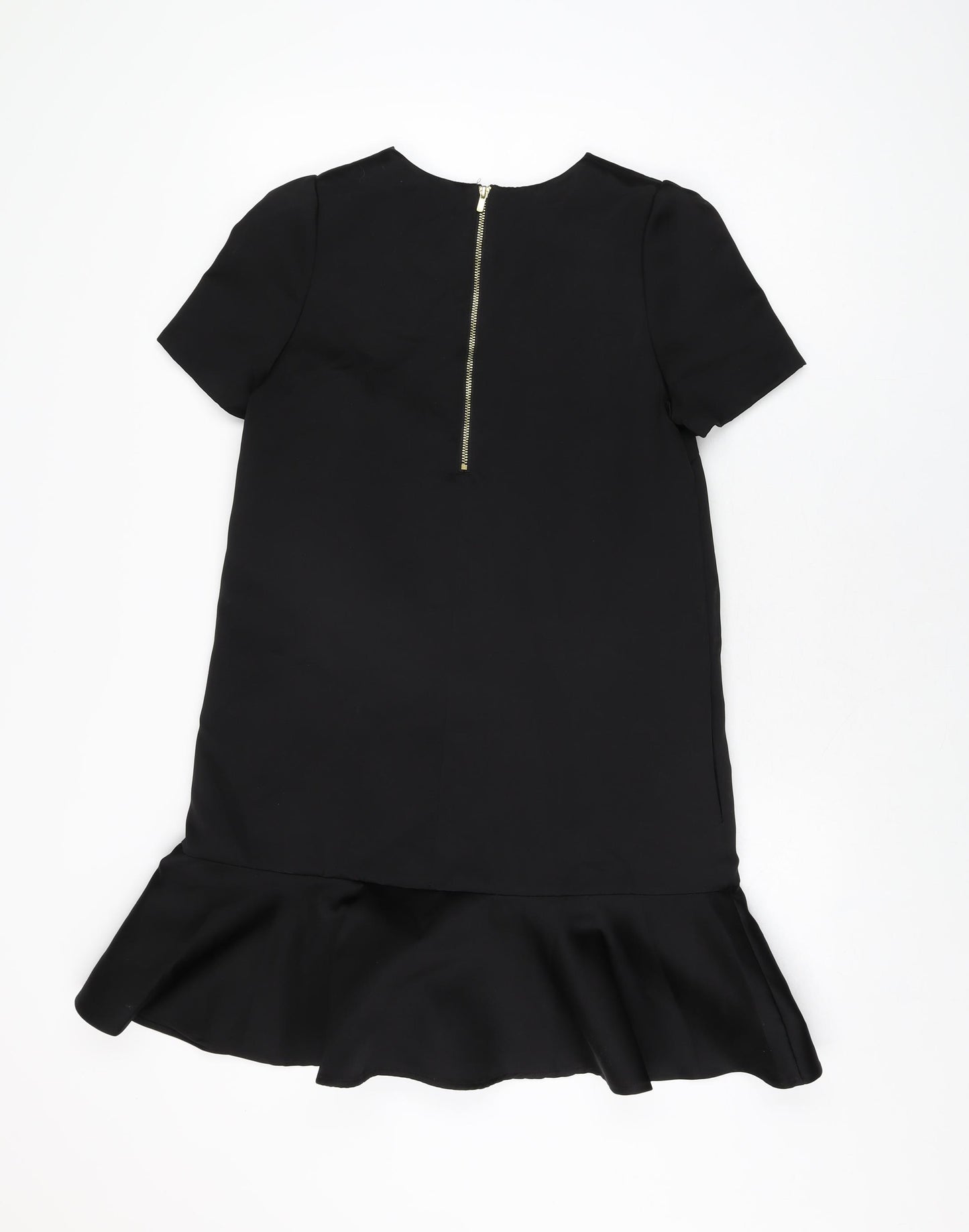 H&M Womens Black Polyester Shift Size 8 Round Neck Zip