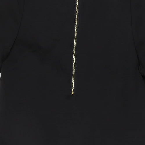 H&M Womens Black Polyester Shift Size 8 Round Neck Zip