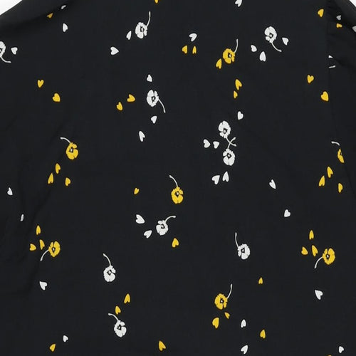 ASOS Womens Black Floral Polyester Shift Size 18 Round Neck Button