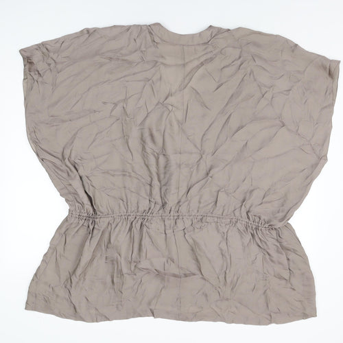 Zara Womens Brown Acetate Basic Blouse Size XS V-Neck - Size XS-S