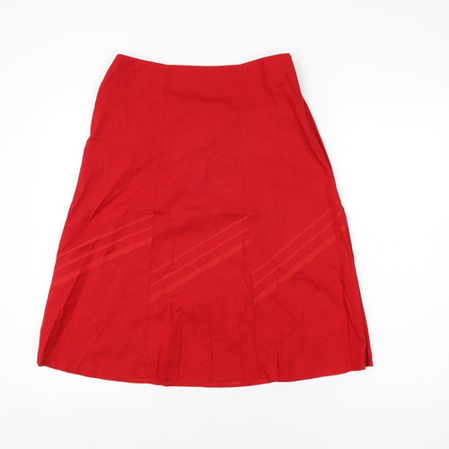 MK One Womens Red Cotton Swing Skirt Size 10 Zip