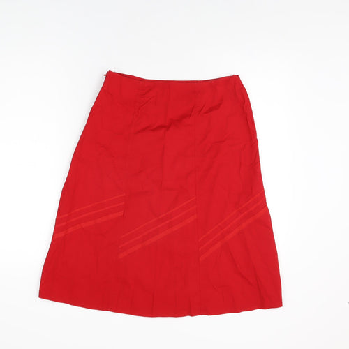 MK One Womens Red Cotton Swing Skirt Size 10 Zip