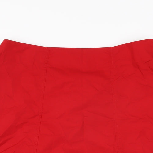 MK One Womens Red Cotton Swing Skirt Size 10 Zip