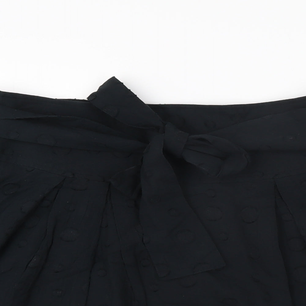 River Island Womens Black Polka Dot Cotton Skater Skirt Size 10 Zip