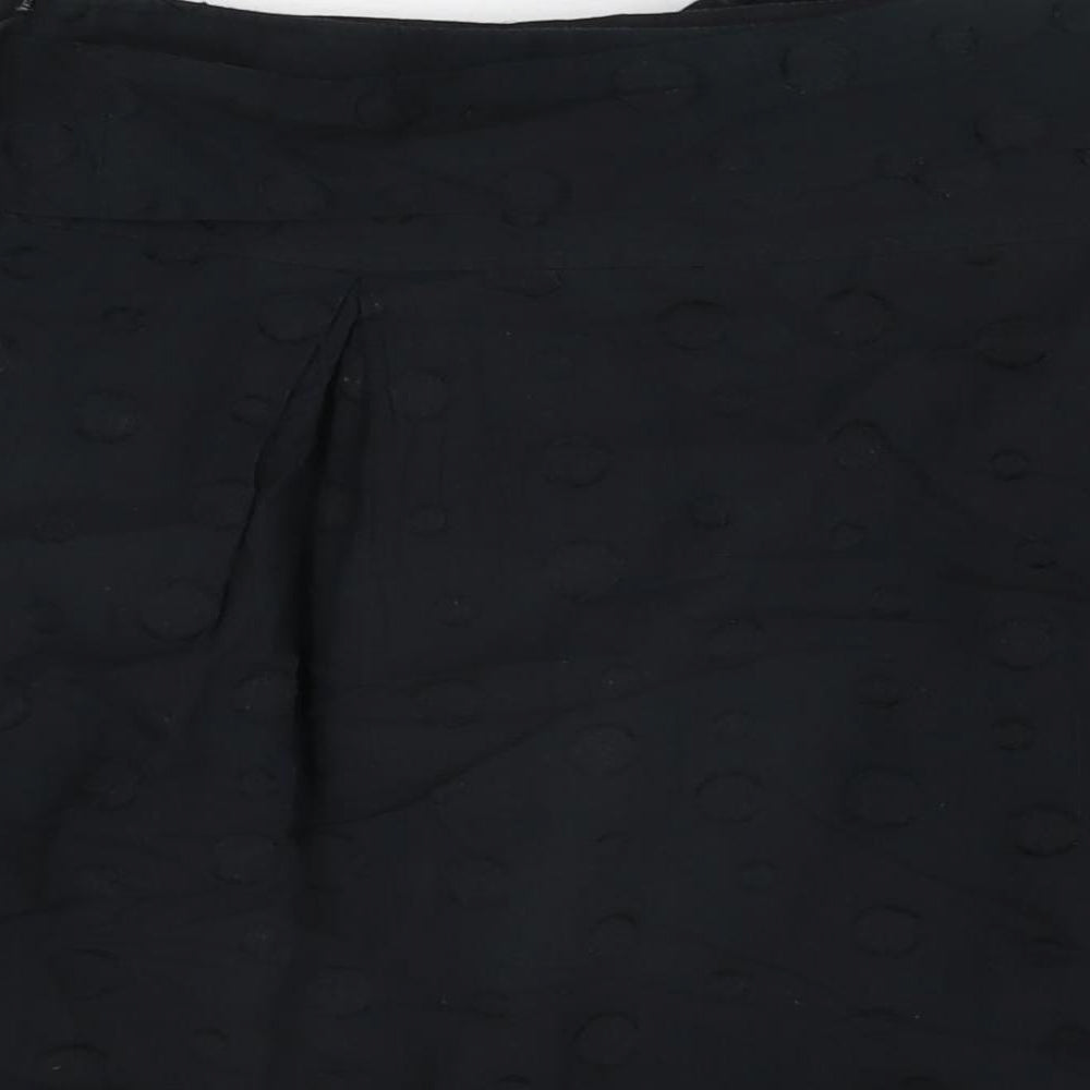 River Island Womens Black Polka Dot Cotton Skater Skirt Size 10 Zip
