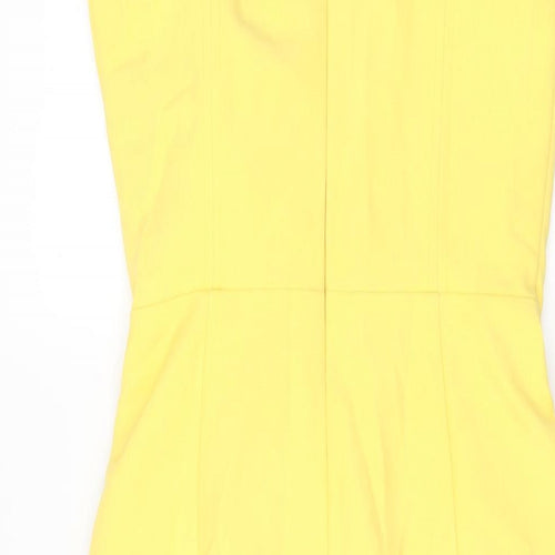 Lavish Alice Womens Yellow Polyester Bodycon Size 8 V-Neck Zip