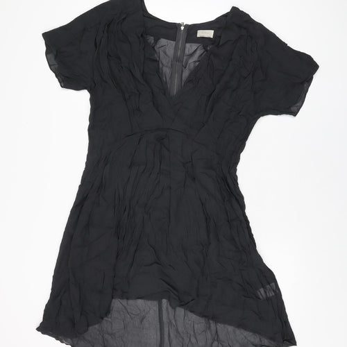 Wrap Womens Black Viscose A-Line Size 12 V-Neck Zip