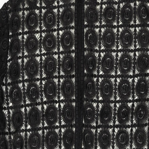 Oasis Womens Black Geometric Viscose Shift Size 16 Round Neck Zip