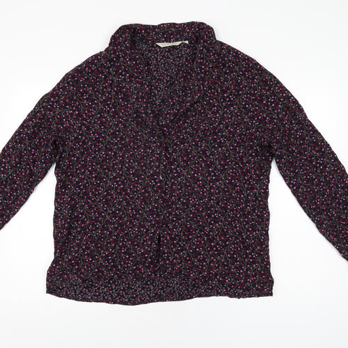 Holmewood Womens Blue Floral Viscose Basic Button-Up Size 16 Collared