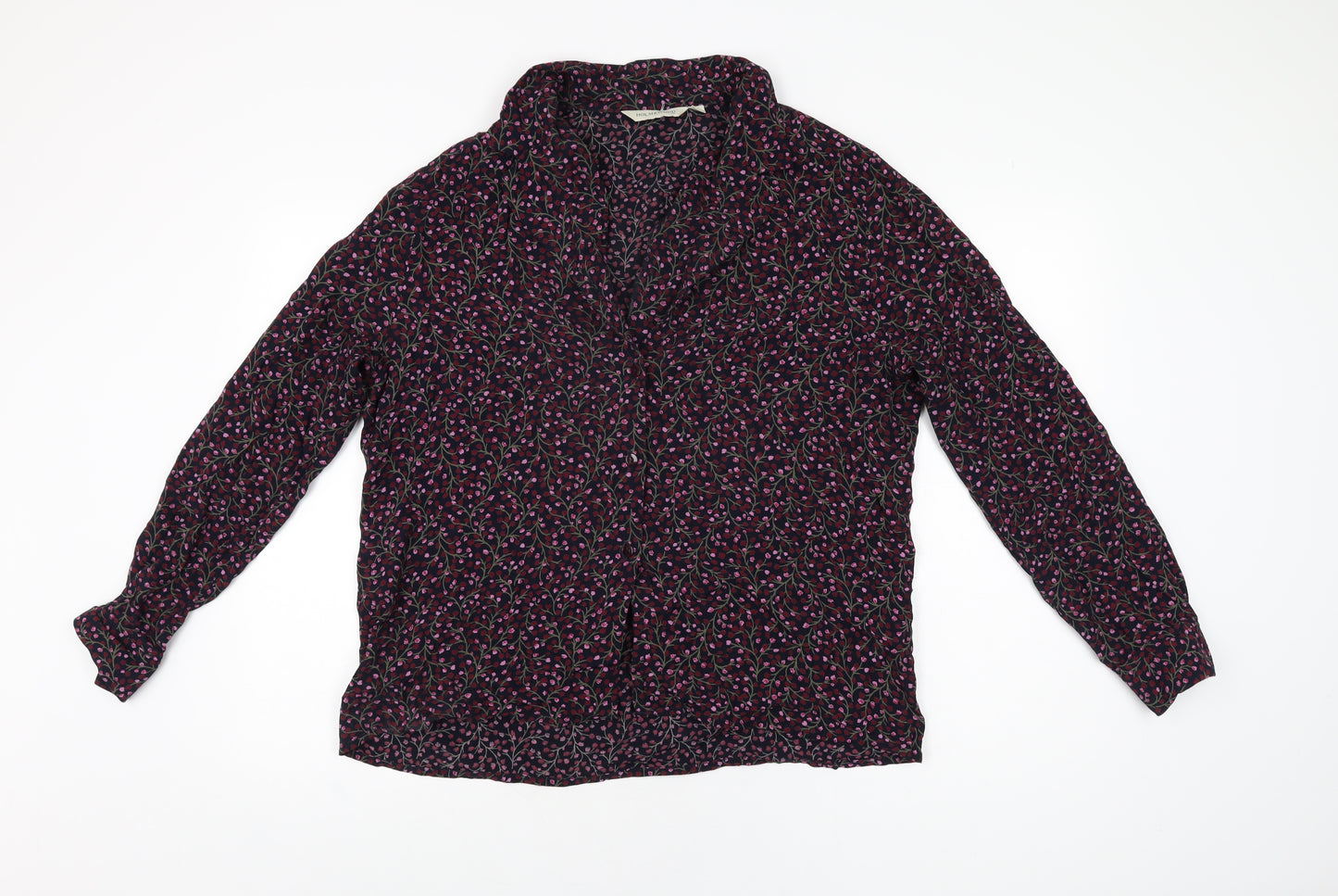 Holmewood Womens Blue Floral Viscose Basic Button-Up Size 16 Collared
