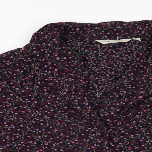 Holmewood Womens Blue Floral Viscose Basic Button-Up Size 16 Collared