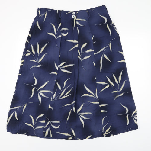 Verse Womens Blue Geometric Viscose Swing Skirt Size 16 Zip