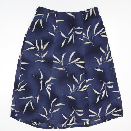 Verse Womens Blue Geometric Viscose Swing Skirt Size 16 Zip